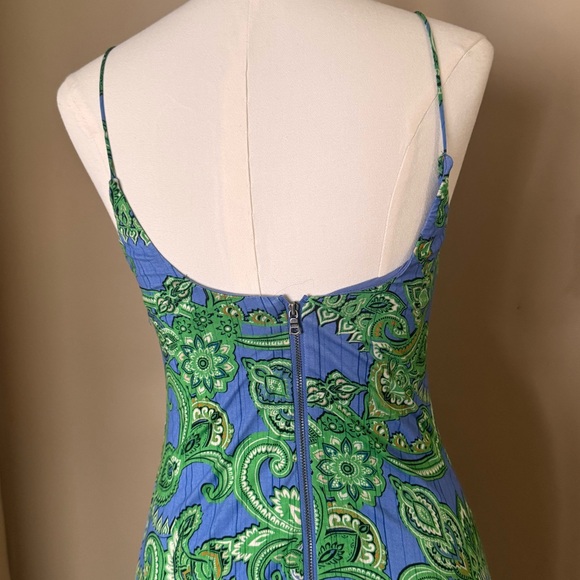 Alice + Olivia Green and Blue Paisley Slip Midi Dress - Picture 6 of 7